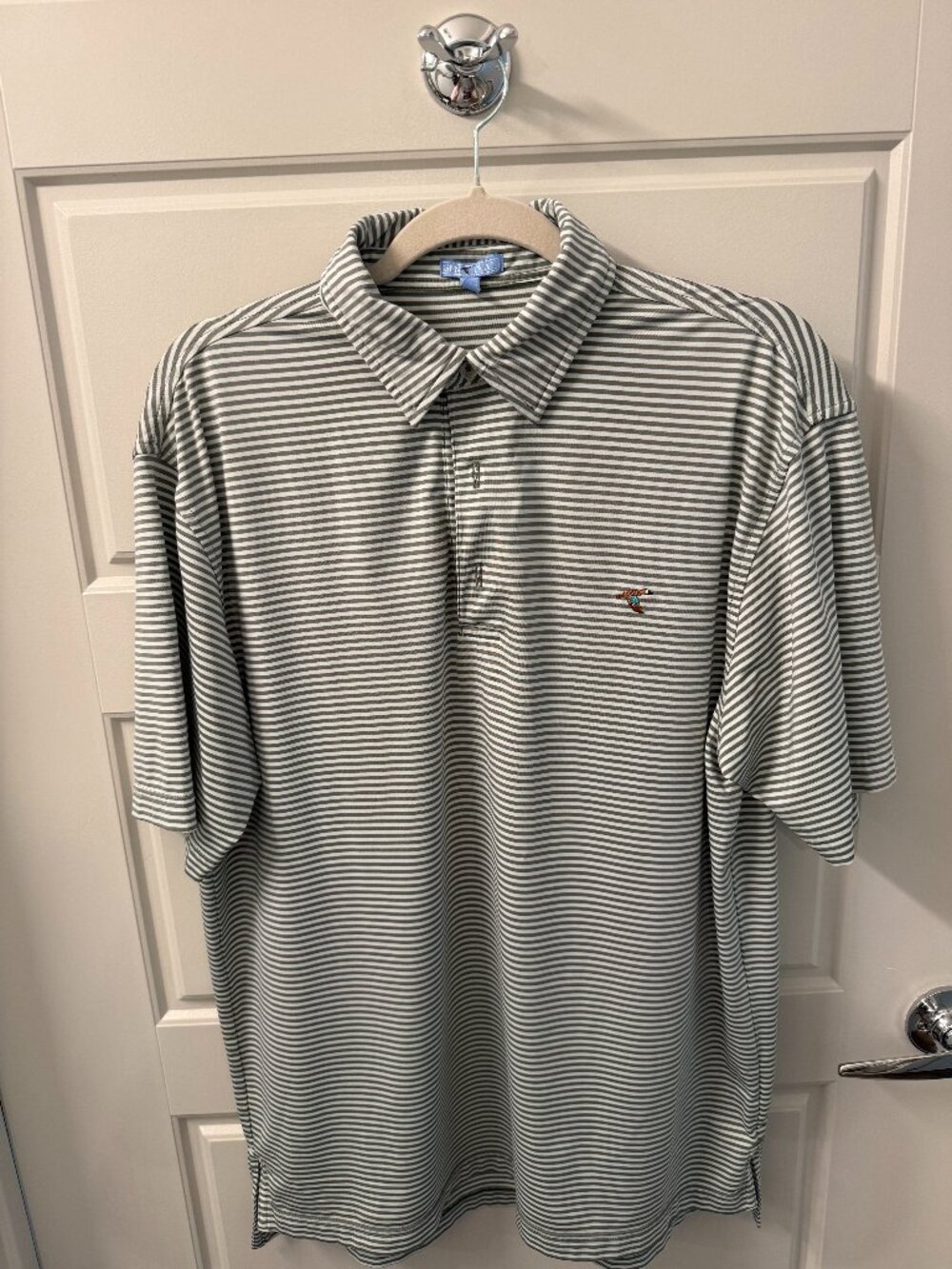 GenTeal Striped Duck Logo Golf Polo Mens M